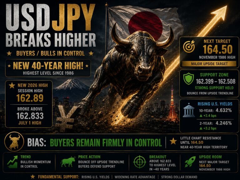 USDJPY trades to a new 40 year high