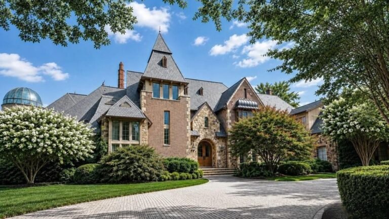 ‘Magnificent’ $7.2 Million Stone Manor Boasts Beautiful 2-Story Library