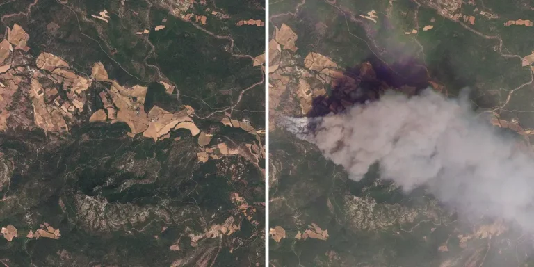 France Wildfires: Before-and-After Satellite Images Show Smoke, Damage