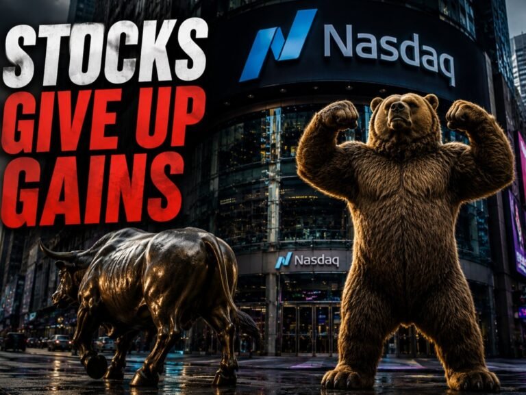 US stocks give up gains and now down on the day