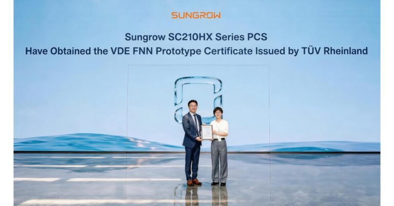 Sungrow obtient le premier « passeport » au monde pour le marché allemand de l’inertie grâce au certificat de prototype du VDE FNN