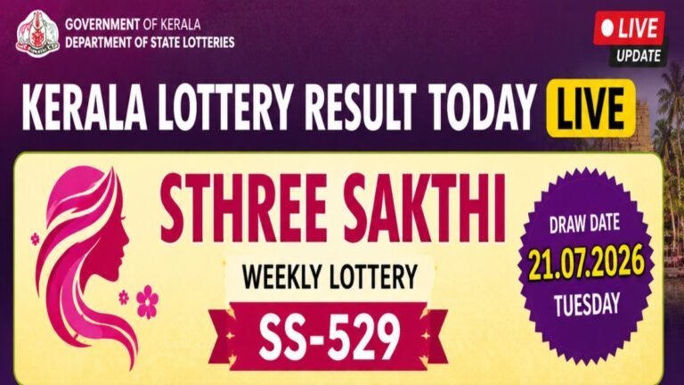 Kerala Lottery Result Today, 21-07-2026 LIVE: Sthree Sakthi SS-529 Lucky Draw Winners List For Rs 1 Crore Prize